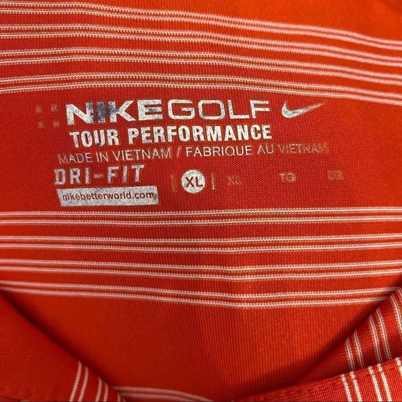 Orange Nike Golf Polo short sleeve shirt striped Size XL - Picture 6 of 8
